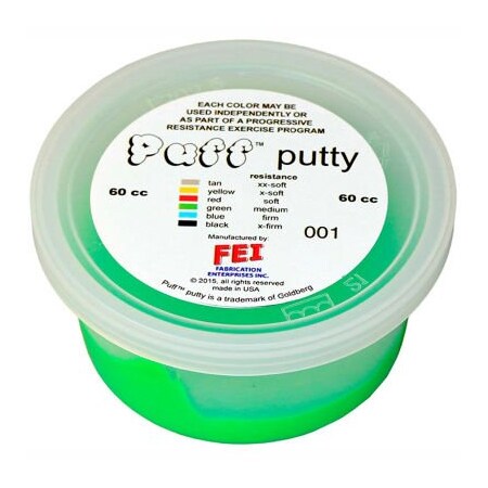 Fabrication Enterprises Puff LiTE Color-Coded Exercise Putty, Medium, Green, 60cc 10-1403